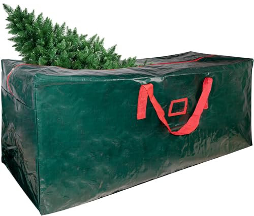 Christmas Tree Storage Bag, Heavy Duty 7.5 ft Artificial Xmas Holiday Tree Storage Zippered Bag with Carry Handles, Durable Waterproof Material, Protect Against Dust, Insects & Moisture (Green)