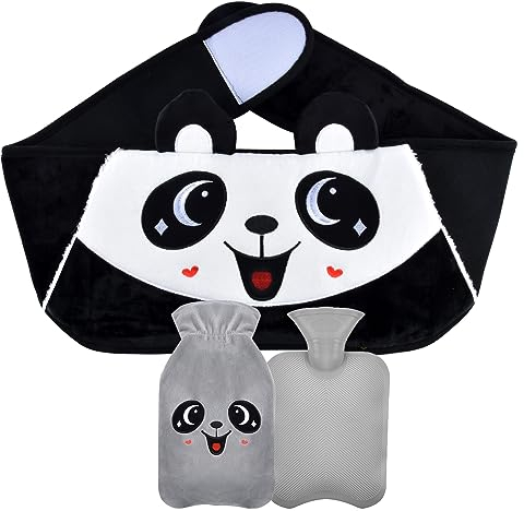 WUUDWALK Hot Water Bottle/Water-Filled Hot Water Bag with a Soft Bottle Cover and a Waist Belt PVC Hot Water Pouch for Pain Relief for Neck, Back, Shoulder and Legs