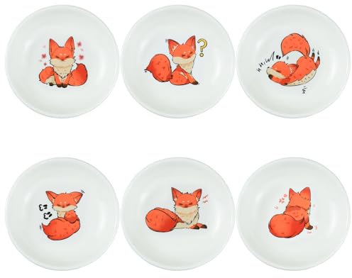 SOCOSY Platos de salsa de cerámica de animales de dibujos animados, platos de condimento, cuencos de alimentación de pájaros para perros pequeños, cuencos de soja de sushi, platos de aperitivos,