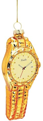 Christbaumschmuck aus Glas Armbanduhr Uhr Weihnachts-Kugel Weihnachtshänger Tannenbaum-Anhänger lustig Tannenbaum-Figur Weihnachtsschmuck Baumkugel ausgefallene Weihnachts-Deko (Armbanduhr Gold)
