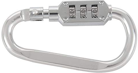 Fvoagaou With Combination Lock 3-Digit Number Padlock Carabiner Silver