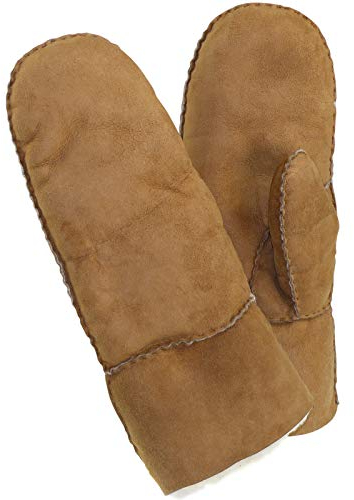 Harrys-Collection Damen Herren dicke Fäustlinge aus Lammfell in 4 Farben, Farben:natur, Handschuhgröße:9.5