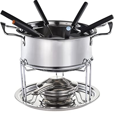 Fondue Topf Edelstahl - Rechaud Brenner - Fondue Topf Käsefondue - Alkoholkocher - Pastenbrenner | Käse Fonduetopf Für Schokolade, Saucen, EIS, Temperaturregelung