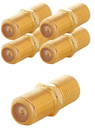 VENTON Set di 5 adattatori Gold F | Adattatore di prolunga per TV & SAT | Cavo coassiale | Connettori di qualità per cavi antenna e satelliti | Trasmissione chiara del segnale