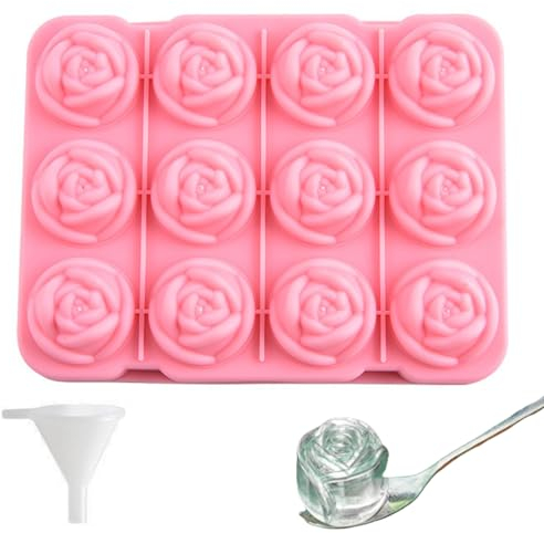 PTaizjjz Rose Ice Cube Tray, Silicone Rose ice Cube Mould,Food Grade for DIY Ice Trays Flowers Shaped Mold for Chilled Drinks, Cocktails and Whiskey Wine Ice Cube Tray