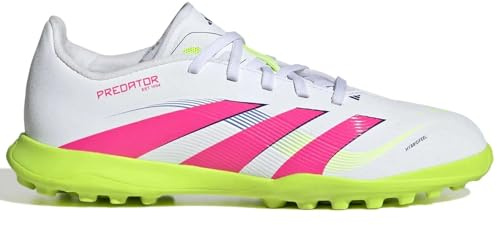 adidas Unisex Children's Predator League Turf Football Boots, White Pink Shiny Lemon Shiny, 13 UK