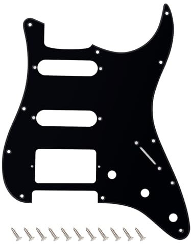 Banworks 1-lagiges Strat HSS Schlagbrett, 11-Loch E-Gitarren-Schlagbrett, SSH Schlagplatte für USA/Mexican Modern Style Standard Stratocaster ST JT/HB-02, glänzend schwarz