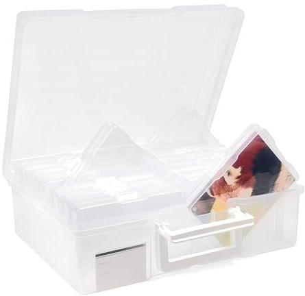 MATANA - 2 6 x 4 Clear Storage Box Photo Inserts and Scrapbook Storage Crafts and Organisers with 32 Cases and Labels, Over 2000 Photos - Great for Sewing, Garden Seed Supplies