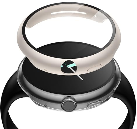 Misxi 2 Stück Schutzhülle für Google Pixel Watch 2 / Pixel Watch 41mm | Harte PC Hülle, Gehärtetes Glas-Displayschutz, Kratzfest Schutzfolie, Hochempfindliche, 1 Sternenlicht + 1 Transparent
