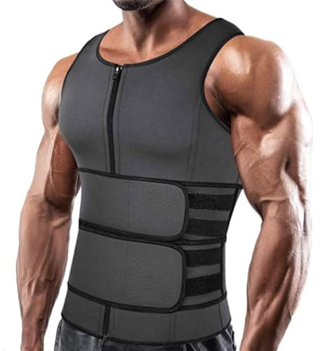 Gilet Dimagrante Per Sauna Con Doppia Cintura - Allenatore Per La Vita Modellante Del Corpo Da Uomo, Canotta A Compressione Muscolare Per Casa, Palestra, Modellamento Del Corpo (nero) (XXL)