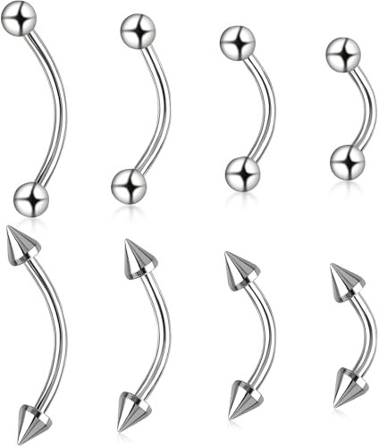8 Stück Piercings Augenbrauenpiercing Augenbrauenpiercing 16G, Piercing Kugeln Piercing Augenbrauenpiercing, Eskimo Piercing Lippe, Vertical Labret Piercing Body Piercing Set, Eyebrow Piercing