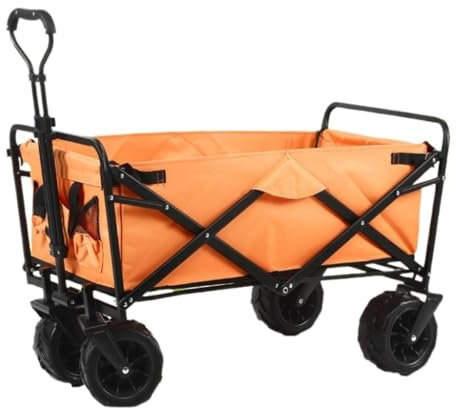 Faltbarer Frachtwerkzeugwagen Collabsible Trolley Foldable Outdoor Camping Trailer Wide Wheel Off-Road Camping Trolley Picnic Picnic Large Capacity Camper Van Rolling Cart(Oranje)