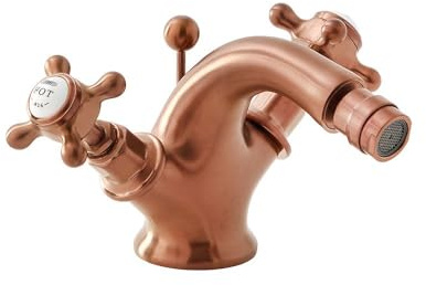 Milano Elizabeth Mono Bidet Mixer Tap Crosshead Handles - Brushed Copper