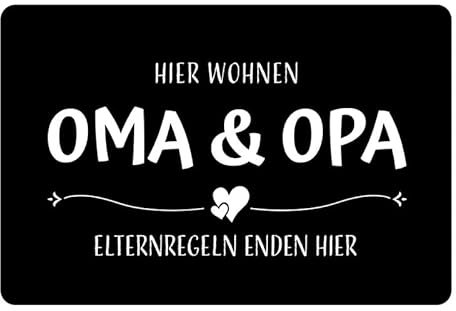 Personalisierte Fußmatte Elternregeln Enden Hier | Lustiges Geschenk für Oma Opa Großeltern Tante Onkel | Geschenkidee zum Geburtstag Geburtstagsgeschenk | Fussmatte Haustür Wohnungstür | 60 x 40 cm