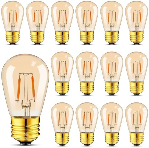Hcnew Glühbirne E27 LED Warmweiss 2200K 1W Ersetzt 10 Watt Glühlampen Retro lampen Filament LED Birnen Vintage Edison ST45 S14 Leuchtmittel Lichterkette Deckenleuchte 220V,Nicht Dimmbar,15er-Pack