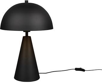 lightling Tischleuchte Alfredo, mit Schnurschalter, IP20 Indoor, exkl. 1 x E27, max. 40W, Höhe 43 cm, Ø 30 cm, Metall, schwarz matt
