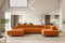 Kaiser Möbel - Ecksofa mit Schlaffunktion - Wohnlandschaft U Form - Big Sofa 345 x 202 cm - Relaxsofa, 6 Verstellbaren Kopfstützen, 2 x Bettkasten - Eckcouch Groß, XXL - Falio U II Rechts Orange