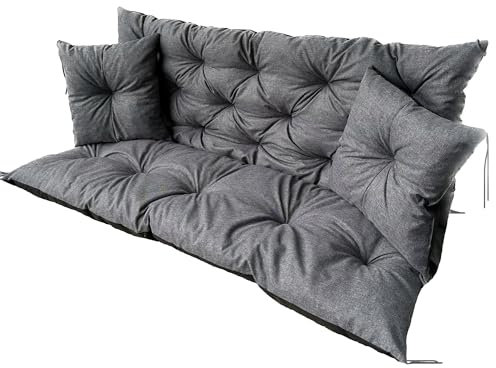 EDANTI Hollywoodschaukel Auflage Set Sitzauflagen Gartenmöbel Gartenkissen Sitzkissen Bankauflage Wasserdichtes Schaukelkissen +2X Kleinere Kissen (150x60x50cm)