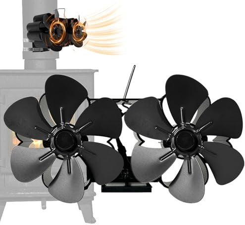 JIEBWCHA Heat-Powered Stove Fan, Wood Stove Fan, Powerful Wood Stove Blower, Pellet Stove Fan, Low Noise Wood Stove Accessories, Wood Burner Fan for Wood Stoves