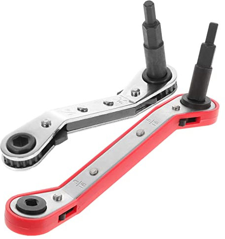 Operitacx Doppelkopf-ratschenschlüssel Für Klimaanlagen Kühlanlagen Kompressor-wartungsventile Mit Bit Adapter Für Hlk-reparaturtechnik Und Autoreparatur