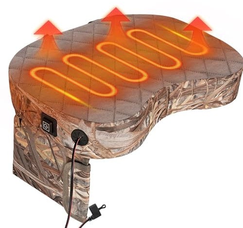 plplaaoo Tragbarer beheizter Stadion Sitzkissen 3 Level Einstellbare Temperatur Outdoor Campingstuhl Pad Wasser beständig Oxford Stoff Camo 15.17oz
