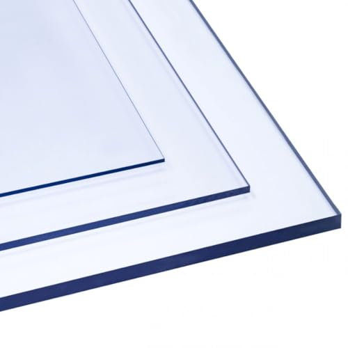 Polycarbonat Platte 80x120cm 2mm dick - Glas-Klar Bruchsicher Schlagfest UV-beständig - Zuschnitt nach Maß - PC Kunststoff-Glas transparent - Sicherheits-Verglasung Gewächshaus-Platte Vielseitig