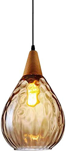 YCWZKJ Wood Chandelier Swag Light Industrial Glass Pendant Light Mason jar Ceiling Light Kitchen Island Lighting (Amber)