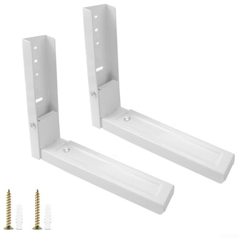 2PCS Stainless Steel Wall Mounted Microwave Oven Brackets With Retractable Folding Arms To Save Countertop Space(white)
