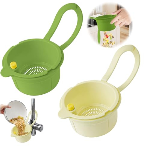 Jerhyun 2 Piezas Colador Fregadero, Verde+Blanco