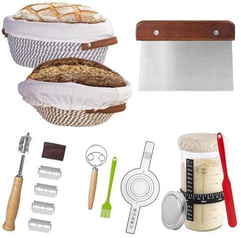 Neuytiky Cestino da Lievitazione per Pane,Cestino Lievitazione Pane,Cestino Pane Lievitazione Accessori per Lievito Madre,Banneton per Kit Pagnotta,Set di Accessori da Forno