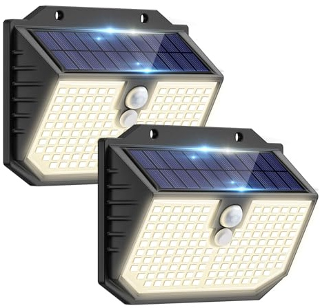nipify Solarlampen für Außen mit Bewegungsmelder, 3 Modi Solar Bewegungsmelder Aussen,IP65 Wasserdichte Außenleuchte,138 Superhelle LED Solarleuchten Outdoor für Garten Garage Hof Stufen[2 Stück]