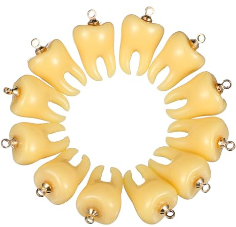 Zahnanhänger aus Kunstharz, 12 Stück, für Schmuck Basteln | Aufhängeösen, Zarte Form und Originelles Design, Geeignet für Selbstgemacht und Schmuckzubehör
