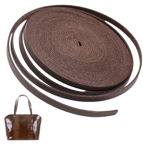 5mm 5M Long Dark Coffee Leather Strips, Flat Leather Thread/Cord, Braiding String Rope, Leather Scraps, Leather Material Cowhide Straps for Jewelry Necklace Bracelet Making Making DIY Craft Projects