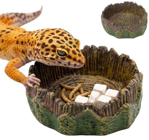 Bol à eau pour terrarium - Bol à eau pour reptiles - Accessoires de terrarium - Souche d'arbre réaliste - Décoration de terrarium - 2 pièces pour gecko, barbe, lézard, tortue, habitat