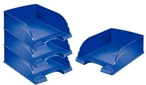 Leitz 523300 Briefkorb Jumbo Plus, A4, extra hoch, Polystrol (Briefkorb Jumbo Plus, blau 4er Set)