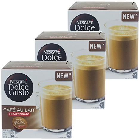 Nescafé Dolce Gusto Café au Lait décaféiné, café, latte, 3 x 16 Capsules