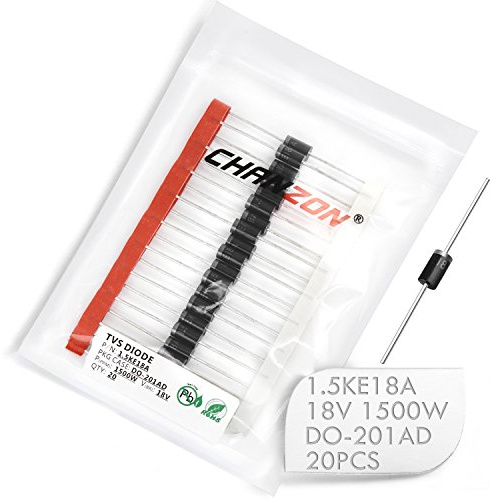 (Packung mit 20 Stück) Chanzon TVS Dioden 1.5KE18A 1.5KE18 1500W 18V DO-201AD (DO-27) Unidirektionaler Kanal 1500 Watt 18 Volt