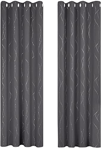 Deconovo Verdunkelungsgardinen mit Ösen Dicke Thermovorhang Kälteschutz Gardine Hitzeschutz, Thermovorhänge für Schlafzimmer, Blickdicht Gardinen, 240x140 cm(HöhexBreite), Dunkelgrau, 2er Set