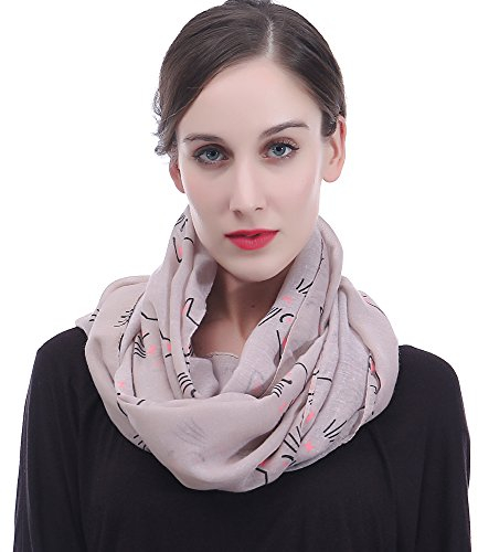 Lina & Lily Damen Loop Schal Rundschal Schlauchschal Katze (Rosa Lila)