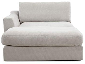 CAVADORE Sofa-Modul Fiona Longchair mit Armteil links / XXL-Recamiere passend zur Couchgarnitur Fiona / 139 x 90 x 199 / Webstoff beige