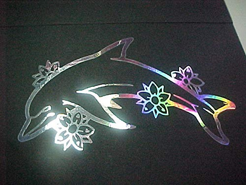 SUPERSTICKI Delfin Oil Slick Holographic Auto Aufkleber ca 20cm Autoaufkleber Hochleistungsfolie für alle glatten Flächen UV und Waschanlagenfest Tuning Profi Qualität