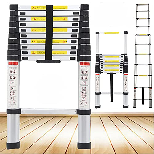 Teleskopleiter 3,2M Aluleiter Klappleiter Ausziehleiter Stehleiter aus hochwertiges Aluminium Mehrzweckleiter Rutschfester Multifunktionsleiter Tragbar Leichte Leiter Tragfähigkeit 150 kg