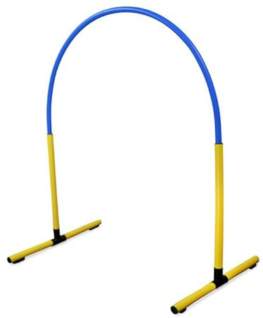 SPORTIKEL24 Hoopers Hoop – wetterfest, VDH-konform & farbig – mit Stecksystem für sicheres Hundetraining – aus robustem Kunststoff – Flexibler Hundesport-Reifen mit Stecksystem – Gelb/Blau