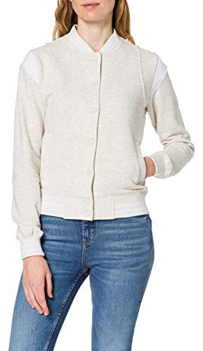 Urban Classics Ladies Inset College Sweat Jacket, lightgrey/White, L