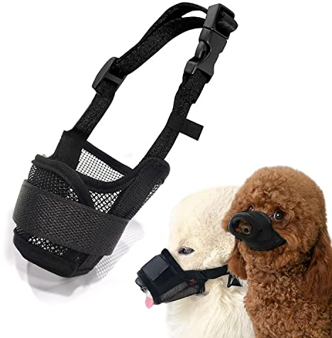 Maulkorb für Hunde mit verstellbarem Maulkorb, Selbstklebender Maulkorb, atmungsaktiver Maulkorb aus Mesh gegen Beißen, Bellen und Kauen, (L, XL).
