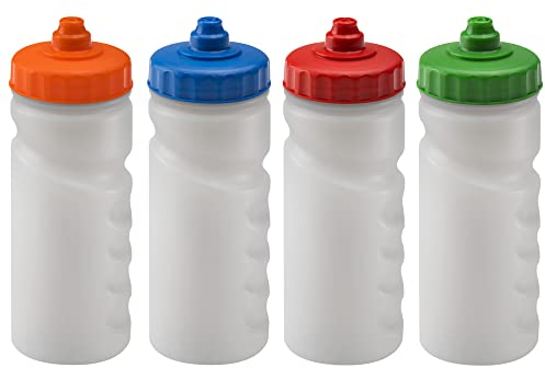 Foxberry 500ml Reusable Water Bottles - 4 Pack - Hands Free Lid - Spill Proof and Leak Proof Spout - BPA Free - Dishwasher Safe - Kids - School - Sports - Clubs