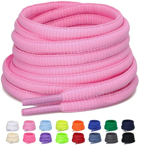 Puzeam 2 Paia Lacci Ovali per Scarpe Sportive, larghezza 6mm, Mezzi Lacci Rotondi per Sneakers, 16 Colori Stringhe per Scarpe da Corsa e Stivali - Rosa 100