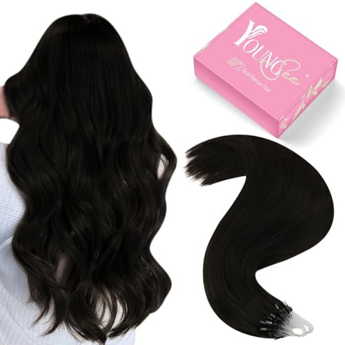 YoungSee 20inch Micro Ring Hair Extensions Dark Brown Micro Hair Extensions Deep Brown for Daily Wear Long Lasting Pre Bonded Cold Fusion Natural Luster Instant Length Silky Straight Stylish 50s 50g