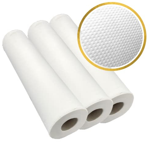 DSTOCK60 - LOT DE 3 ROULEAUX DE DRAPS D'EXAMEN GAUFRÉS - PURE OUATE BLANCHE - 50 X 35 CM - 135 FORMATS - DRAP MEDICAL FABRIQUES EN FRANCE