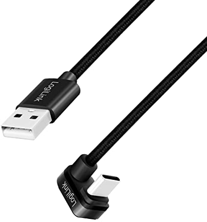 LogiLink USB 2.0 Typ-C Anschlusskabel, USB-C Stecker (180° gewinkelt) zu USB-A Stecker (gerade), Farbe: Schwarz, 1 m